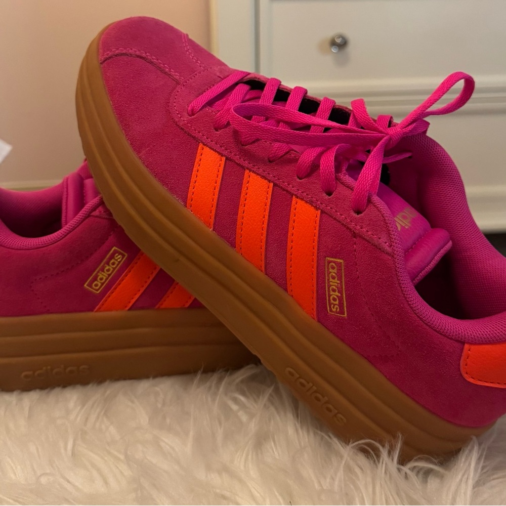 Adidas Fuchsia and Tangerine Sneakers